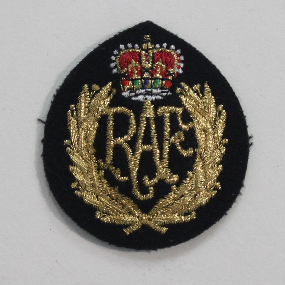 Genuine Surplus RAF British Airforce Peak Cap Badge Embroidered Gold Patch (3814