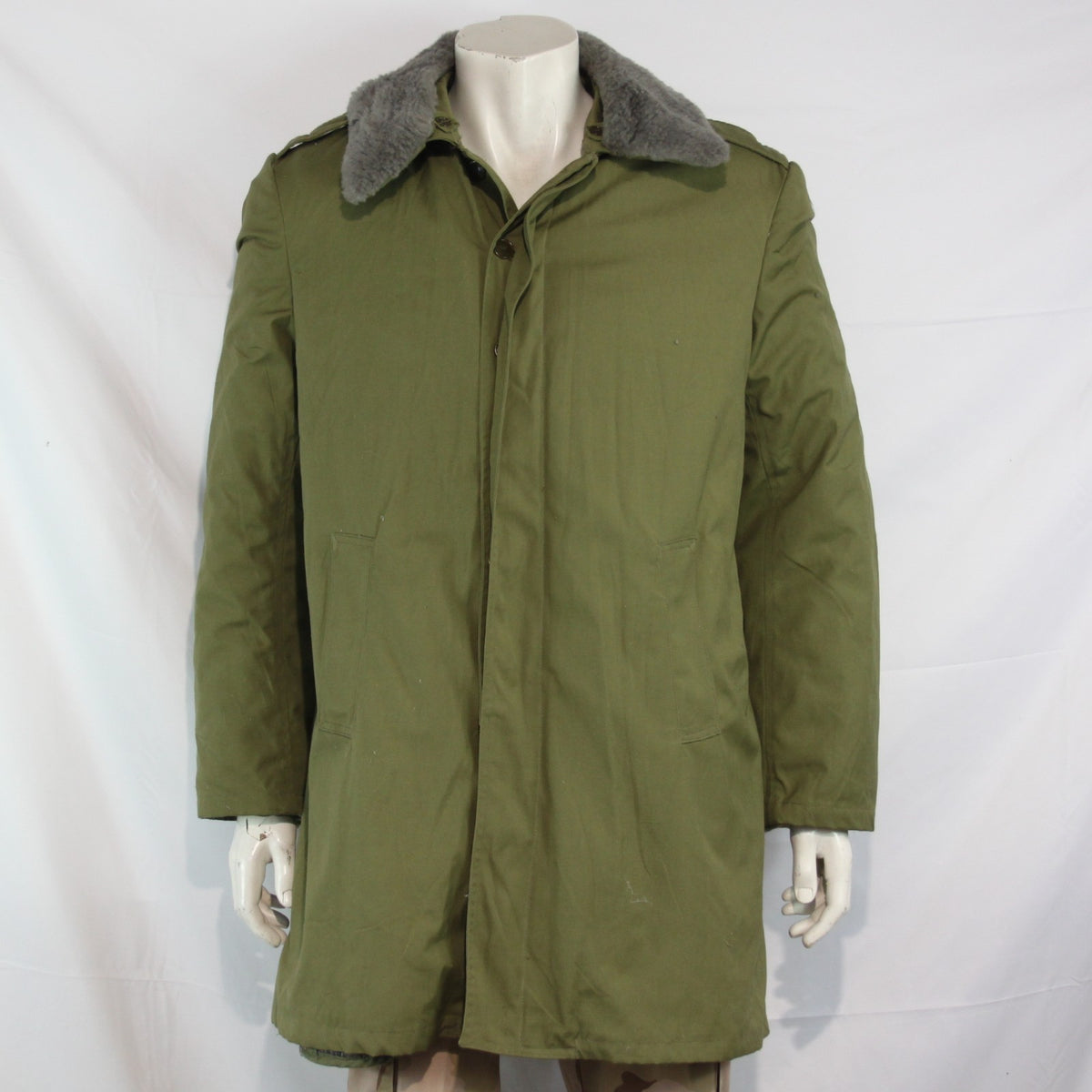 Vintage USSR Soviet Era Parka Winter Coat Padded Khaki Surplus 36-38" (3664)