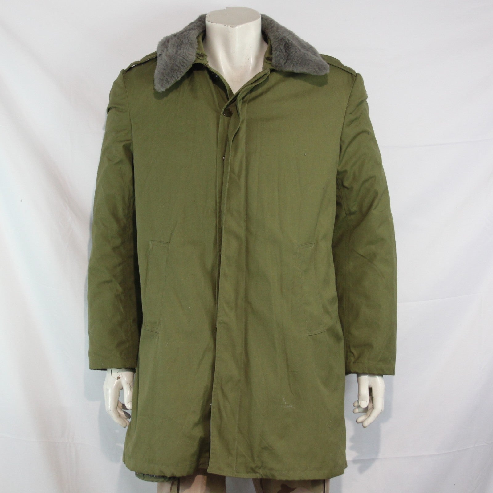 Vintage USSR Soviet Era Parka Winter Coat Padded Khaki Surplus 36-38" (3664)