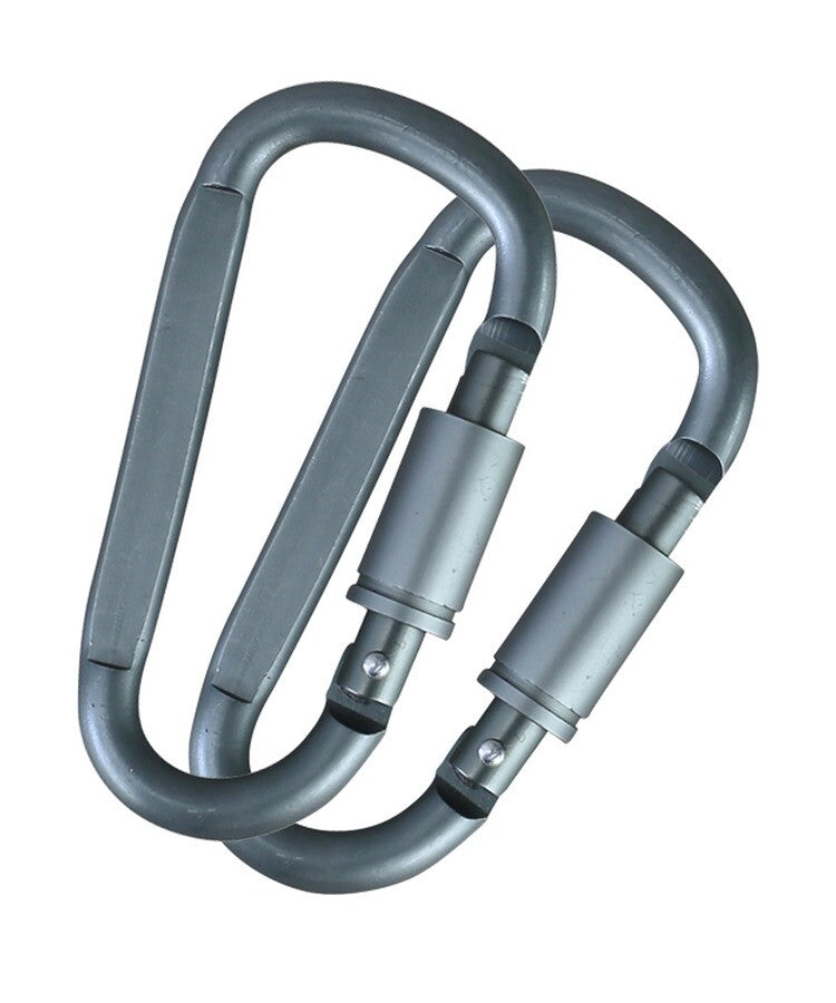 KT Gunmetal Grey Pair Locking Carabinas Camping Hiking Cadets Walking 8mm