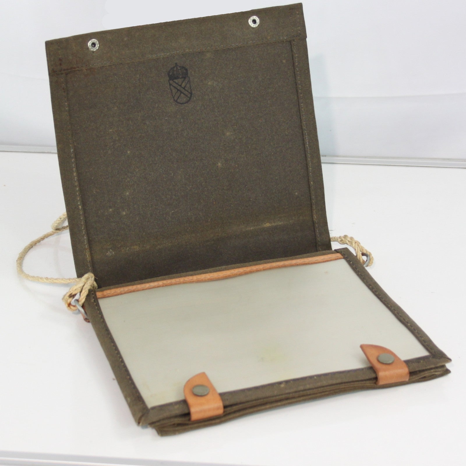 Genuine Surplus Swedish Army Vintage Map Case Leather Trim  (3395)
