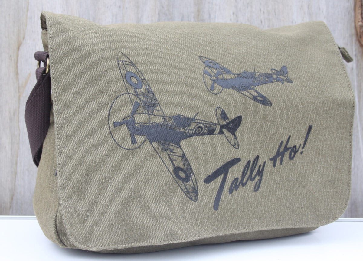 Tally Ho Spitfire Battle of Britain Exclusive Printed Messenger Bag Vintagestyle