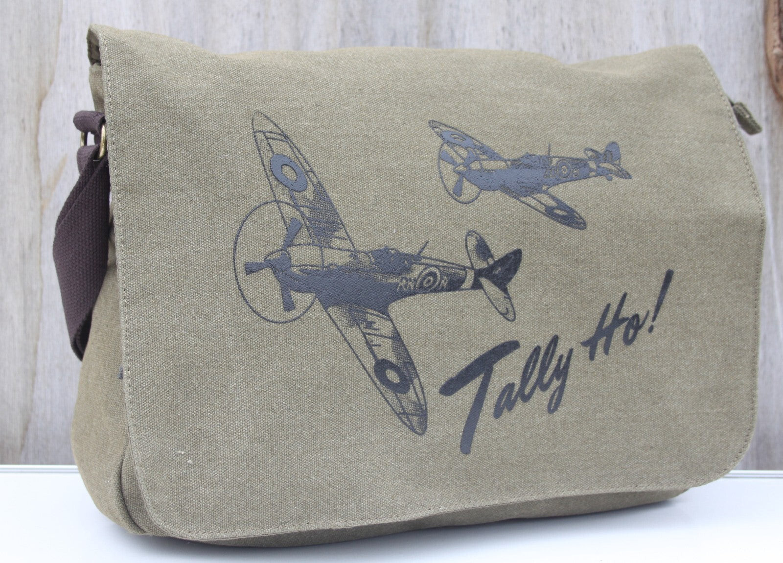 Tally Ho Spitfire Battle of Britain Exclusive Printed Messenger Bag Vintagestyle
