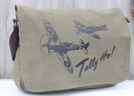 Tally Ho Spitfire Battle of Britain Exclusive Printed Messenger Bag Vintagestyle