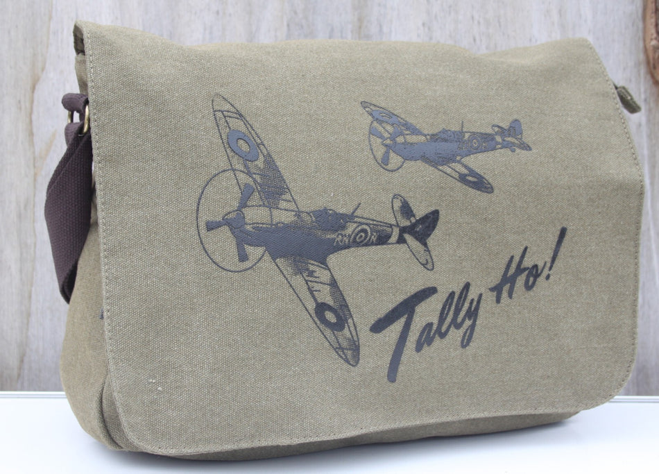 Tally Ho Spitfire Battle of Britain Exclusive Printed Messenger Bag Vintagestyle