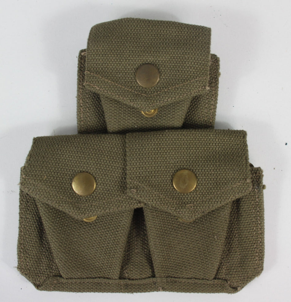 Genuine Surplus Italian Army Triple Webbing Pouch Vintage Canvas Grade1