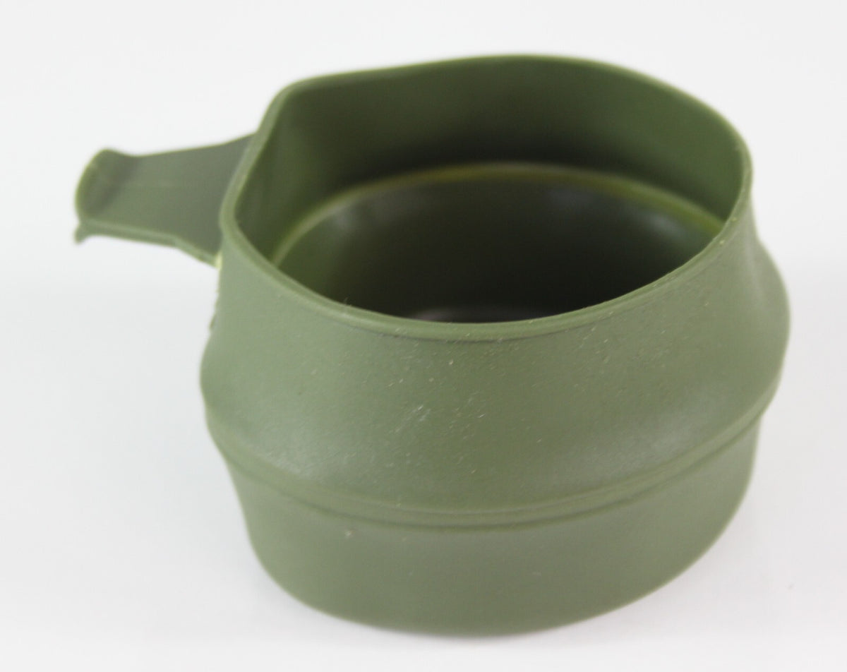 Genuine Surplus Swedish Folding Camping Cup Green Plastic Compact Small Travel