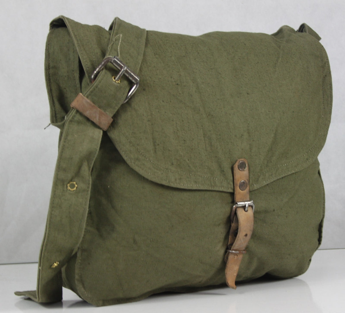 Genuine Surplus Bulgarian Army Vintage Side Bag Canvas Cotton Khaki (1151)