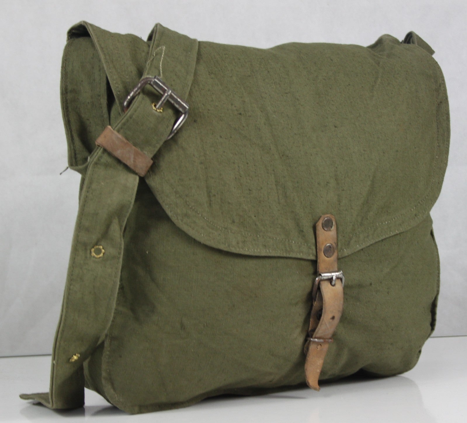 Genuine Surplus Bulgarian Army Vintage Side Bag Canvas Cotton Khaki (1151)