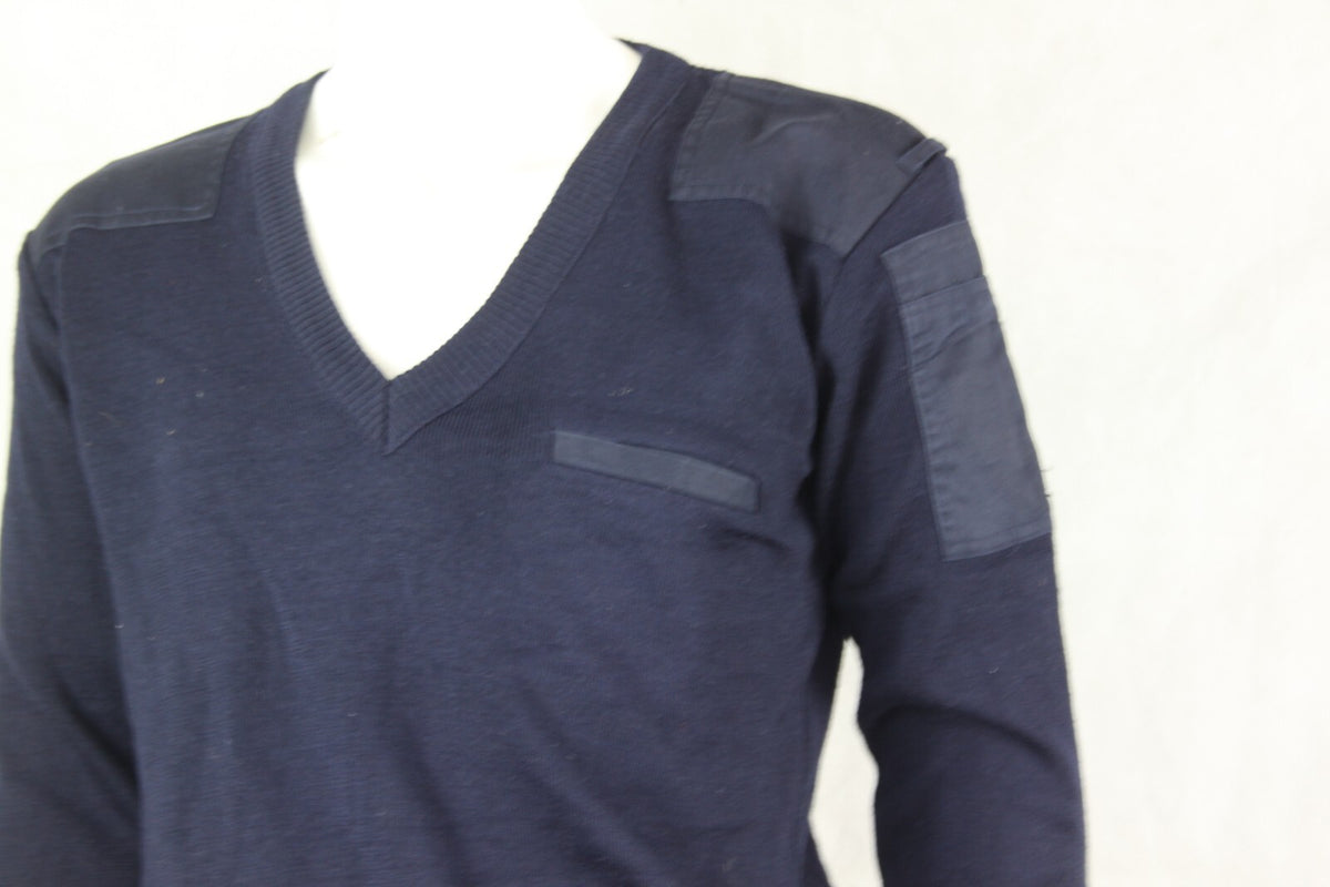 Genuine Surplus Dutch Army Jumper Blue Mid Weight 50% Wool Warm Knitted