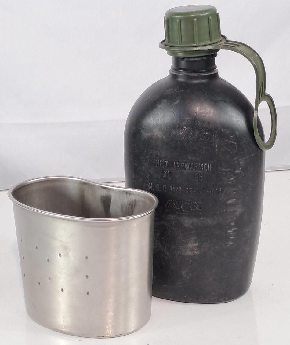 Genuine Surplus Army Water Bottle Plastic Screw Top with Cup Mug Canteen (2307)