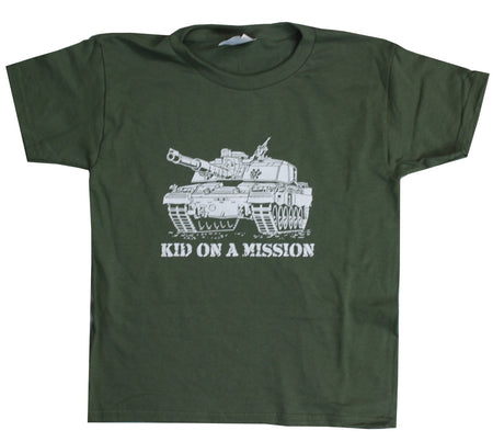 Kid On A Mission Printed Military T-Shirt British Forces Childrens Olive Green