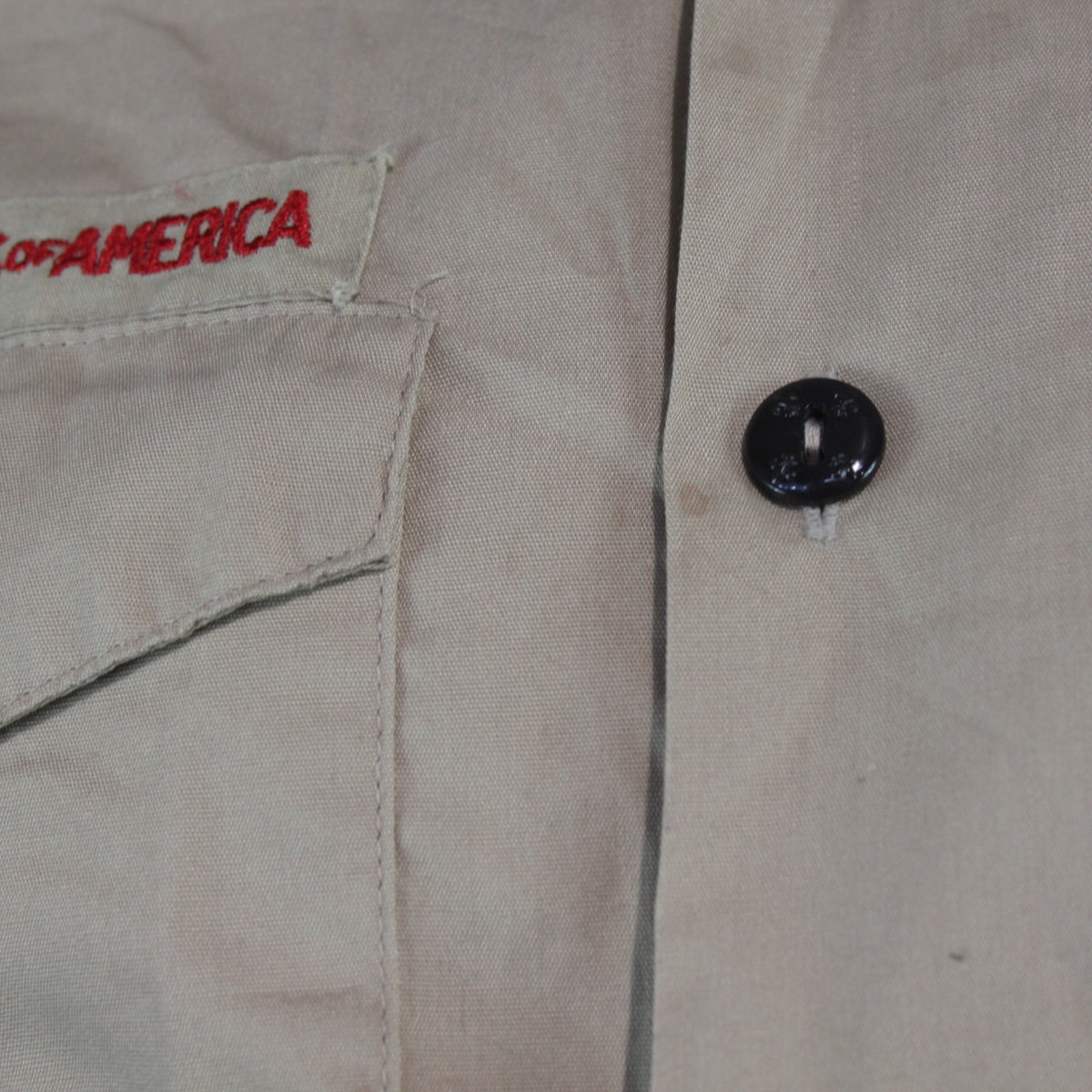 Boy Scout Shirt Badged Sand Genuine US Scouts of America 14-14.5" Collar  (3619)