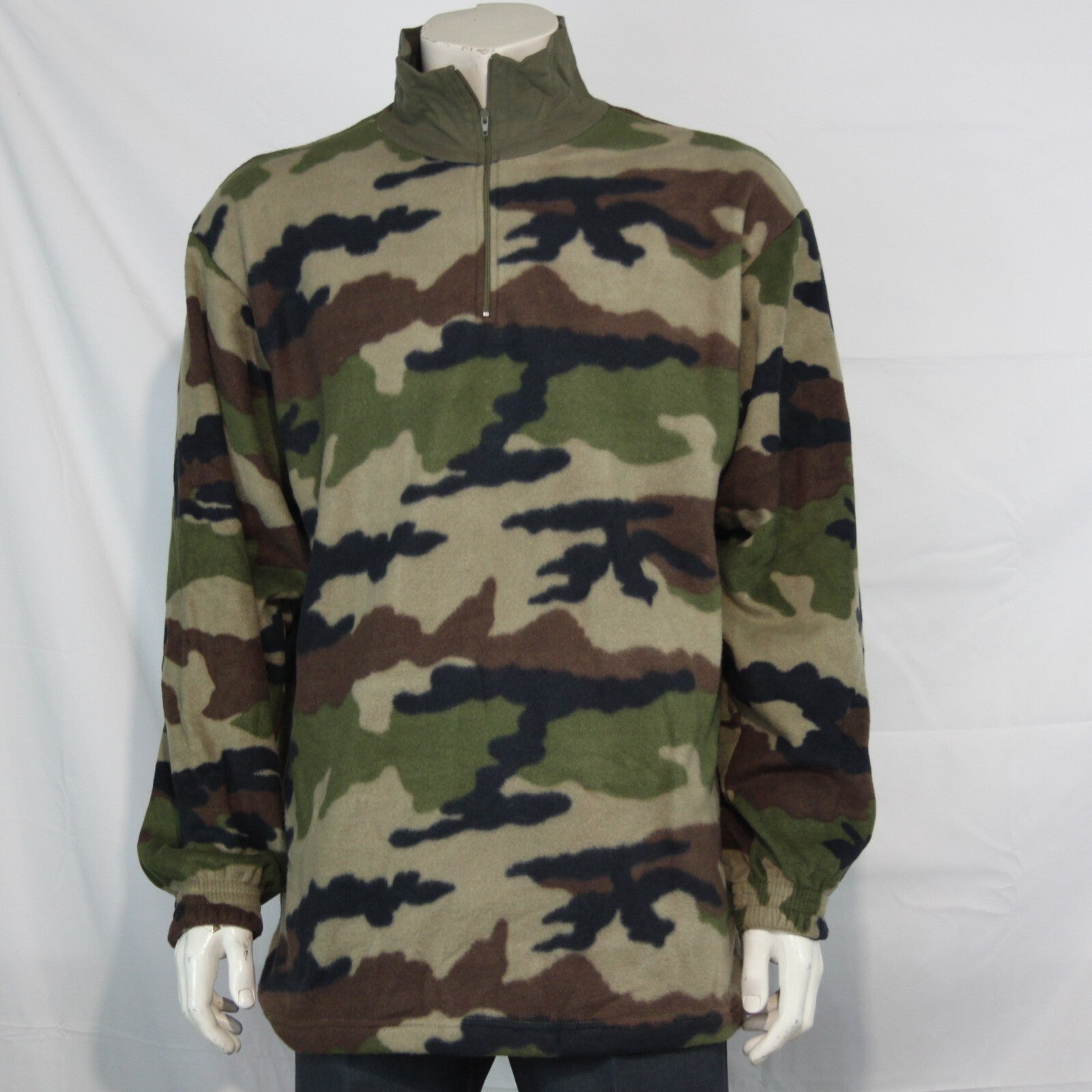 French Military Style CCE Camo Fleece 1/4 Zip Top Jumper Shirt 3XL (3317)