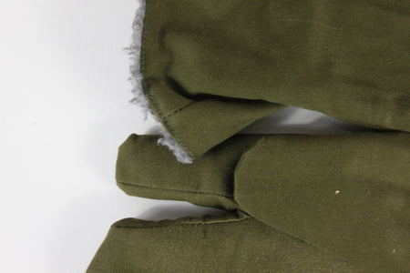 Genuine Surplus Czech Fur Lined Mittens Gloves Winter Cold Weather Olive Green