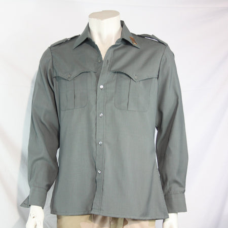 Genuine Surplus Italian Police Shirt with One Lapel Badge Green Grey 15.5"(4101)