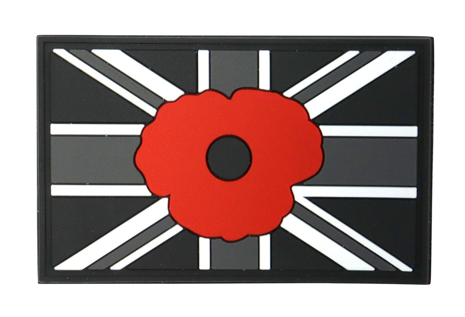 KT Poppy Union Jack Remembrance PVC Rubber Morale Patch tactical hook Army 3D