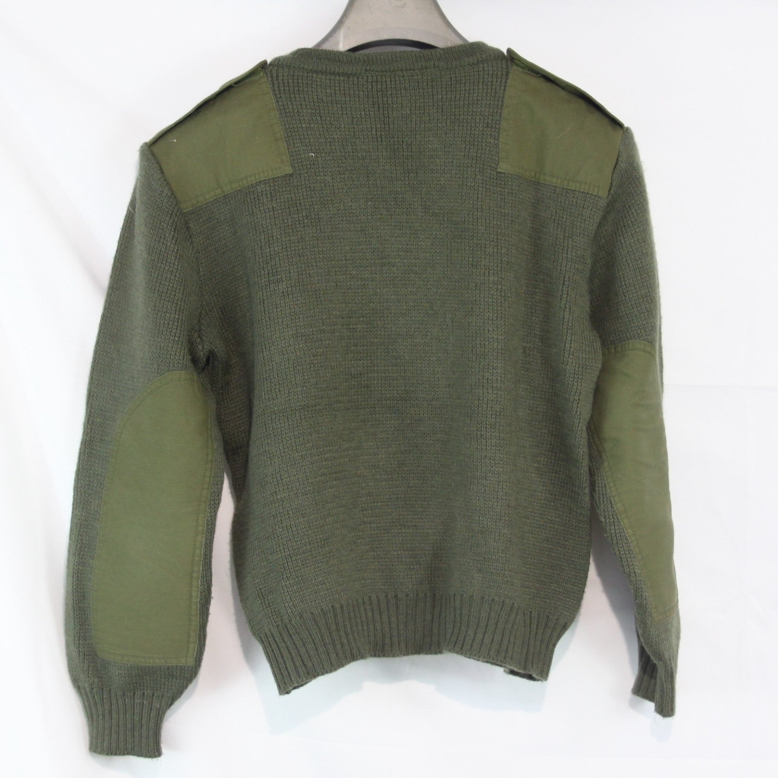 V-Neck Army Style Sample Jumper 80% Wool Olive 38" Chest Short (4062)