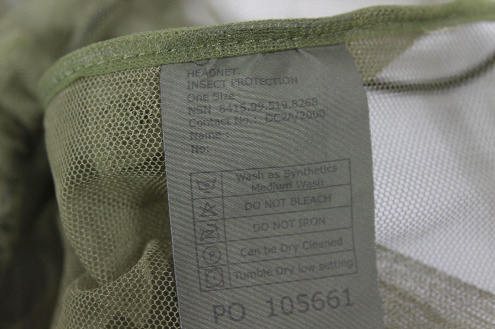 Genuine Surplus British Army Mosquito Head Net Face Cover Green Netting (4251)