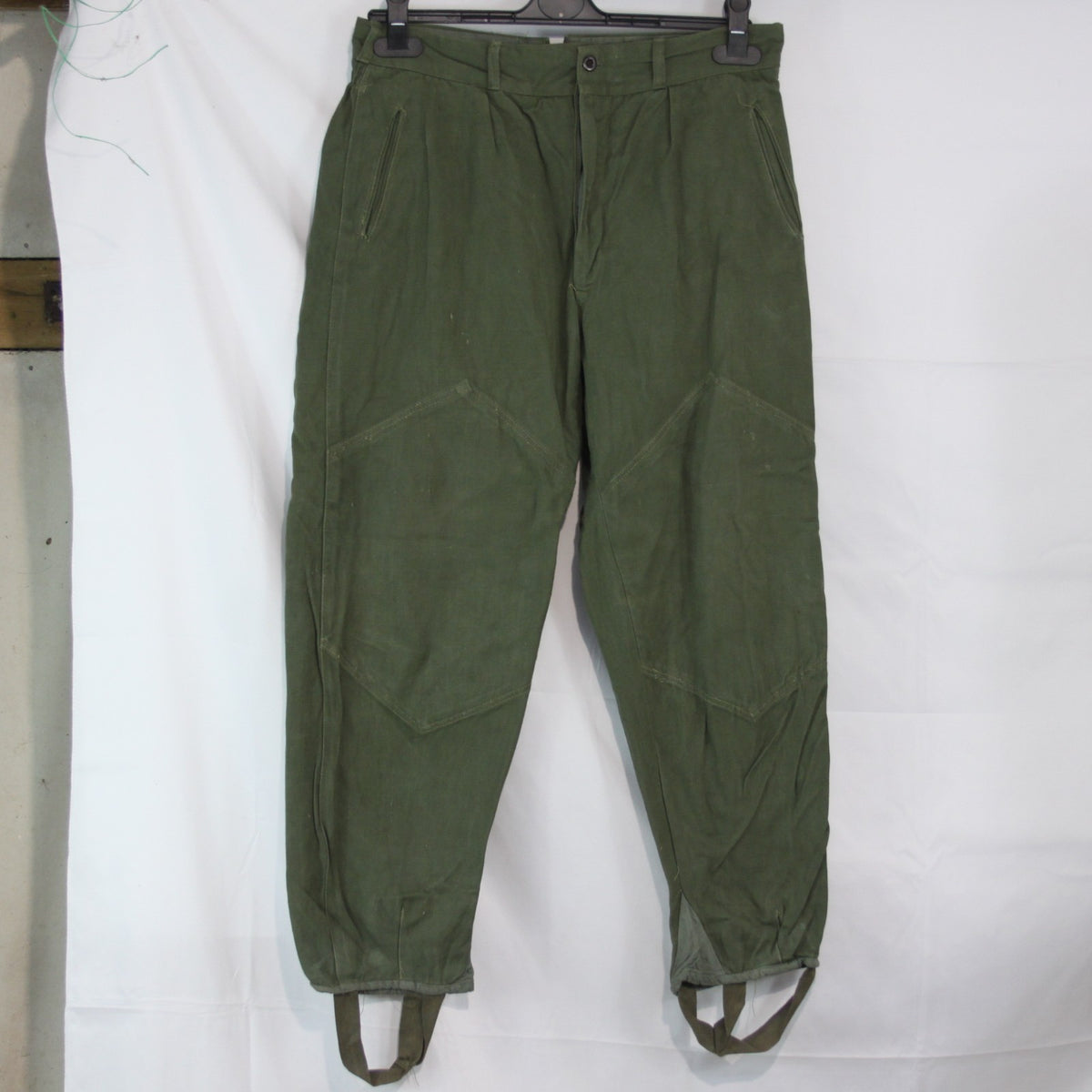 Genuine Surplus Romanian Vintage Trousers Olive with Stirrups 34" Waist (3671)