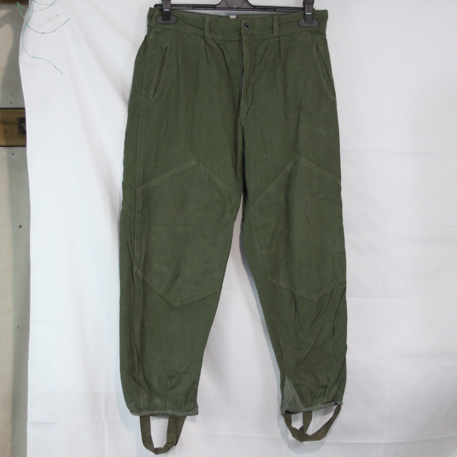 Genuine Surplus Romanian Vintage Trousers Olive with Stirrups 34" Waist (3671)