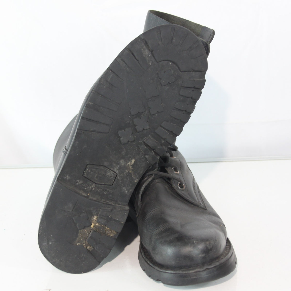 Austrian Army Summer Boots Black Leather UNlined Need Resoling EU43 UK9 (3868)