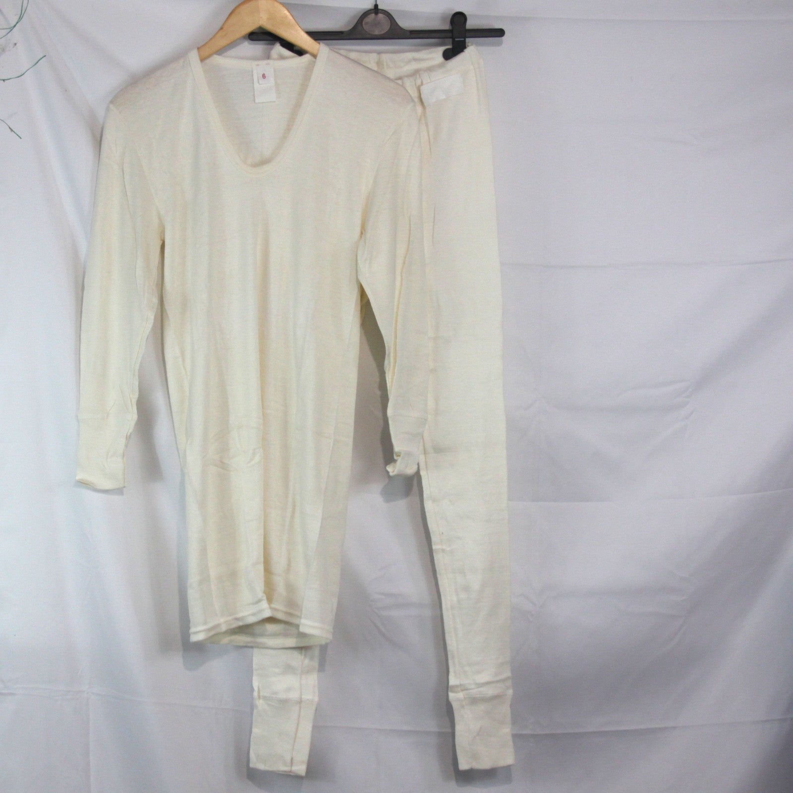 Vintage East German White Thermal Vest Long Johns Set Genuine Surplus 38" (3828)