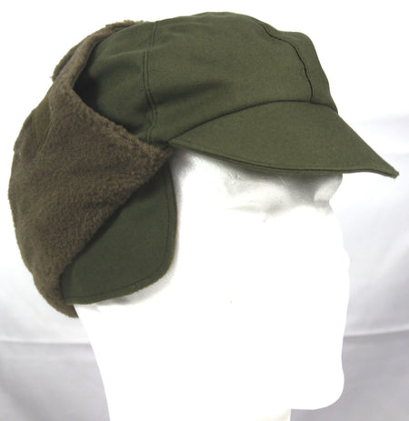 Genuine Surplus Dutch Ex Army Winter Hat Fur-lined Olive Peaked Thermal Warm