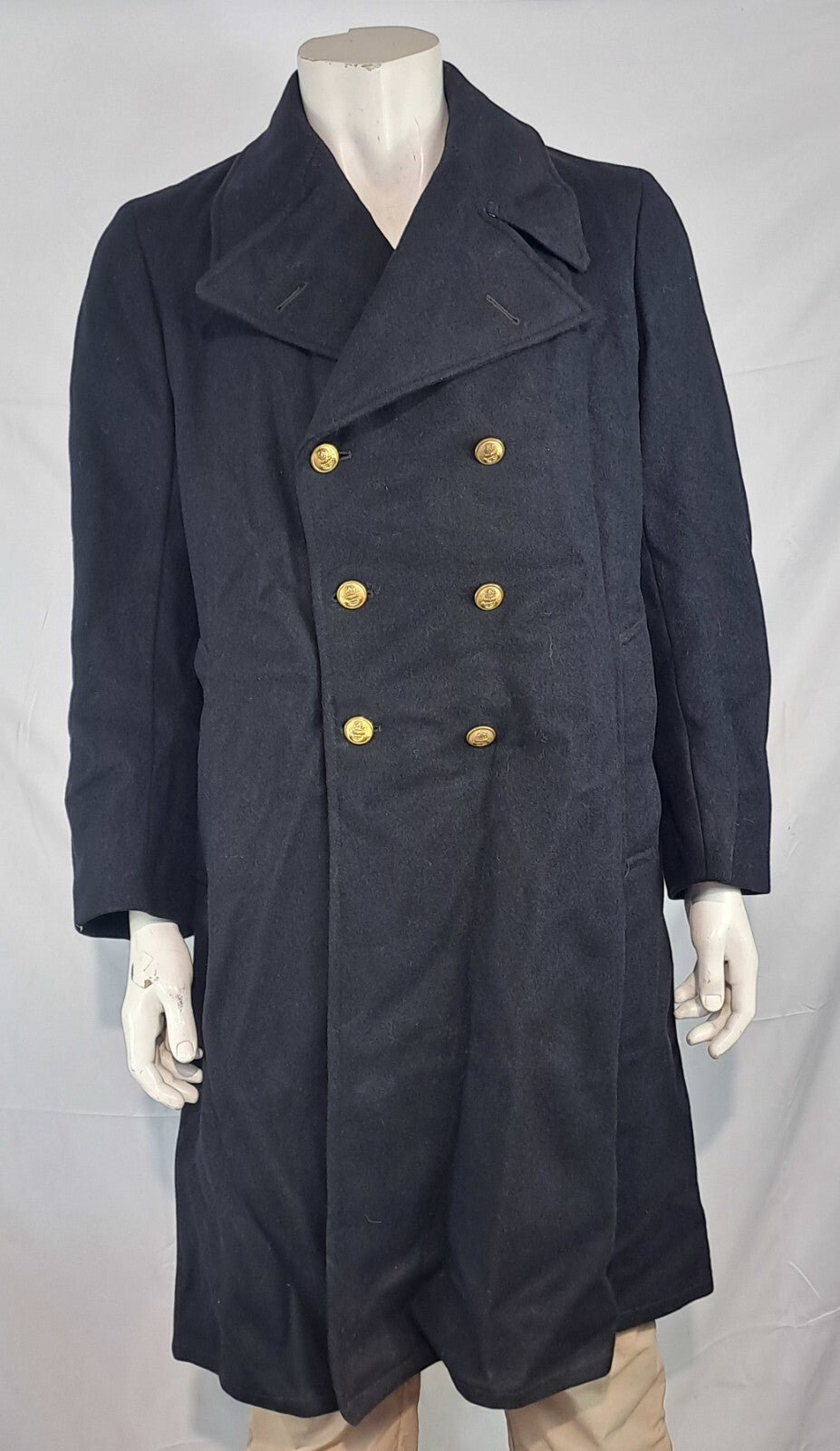Genuine Surplus Vintage 1943 British Royal Navy Wool Greatcoat 34-36" (1319)