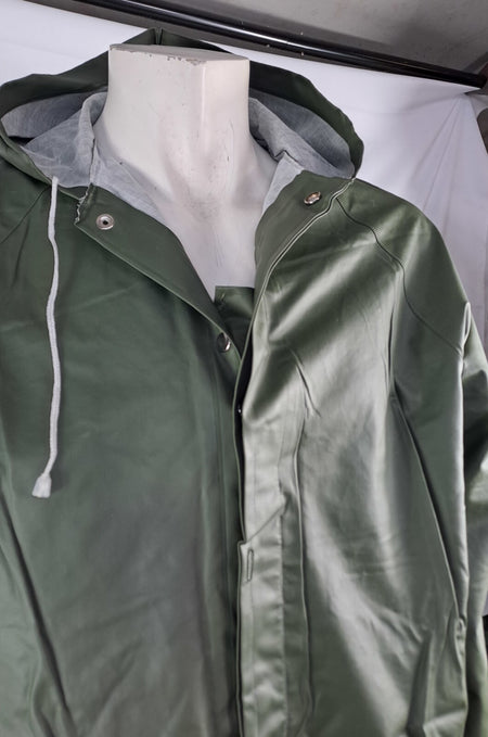 Genuine Surplus Civil Defence Olive PVC RUbberised Rain Coat Blautex XL+ (2798)