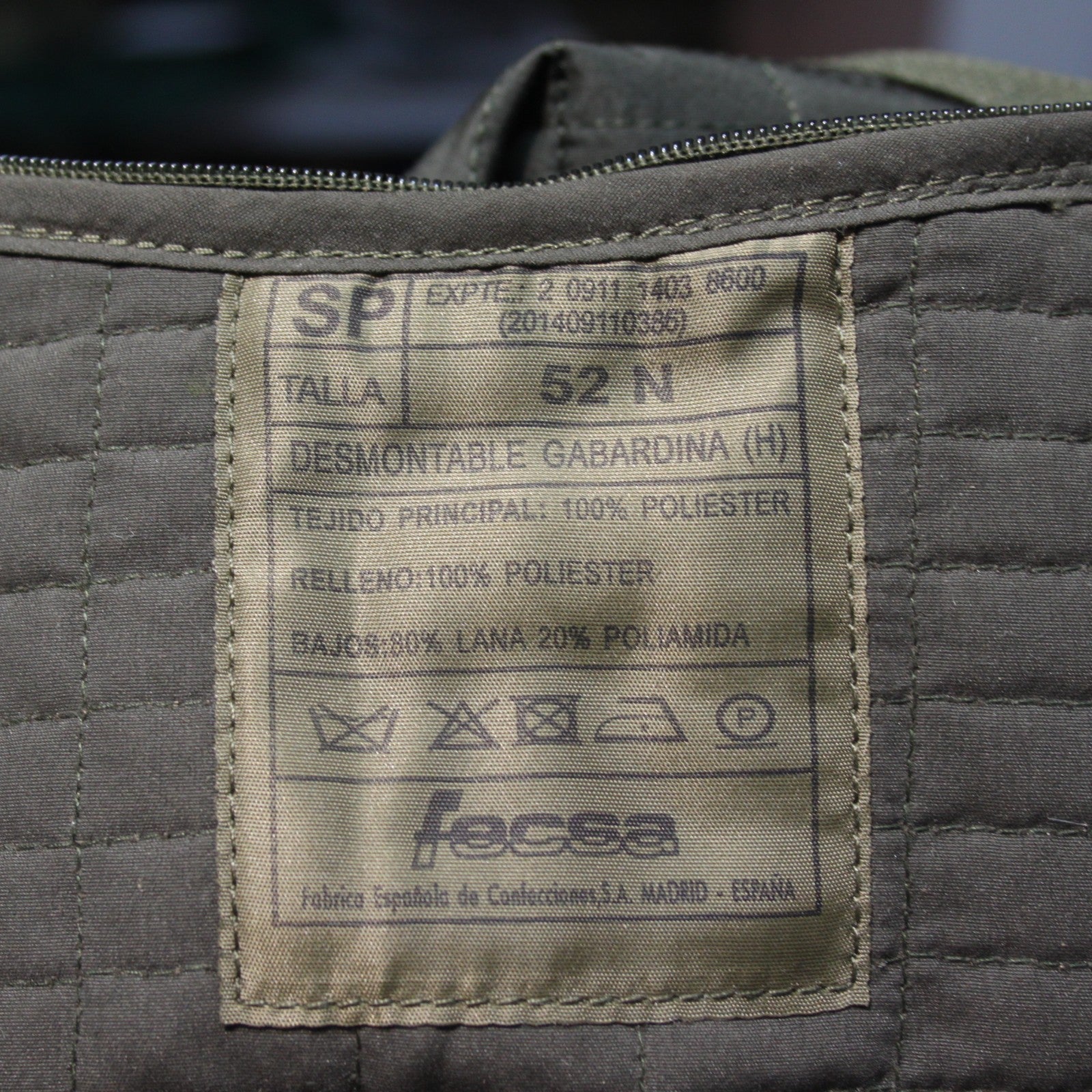 Genuine Surplus Spanish Army Trenchcoat /Jacket Liner Thermal 42" (3719)
