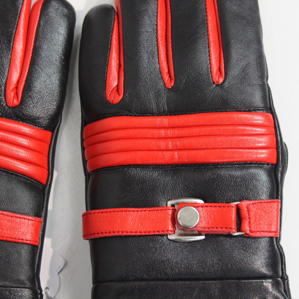Brand New Black Leather Motorbike Gloves Size Small UK 8  (3907)