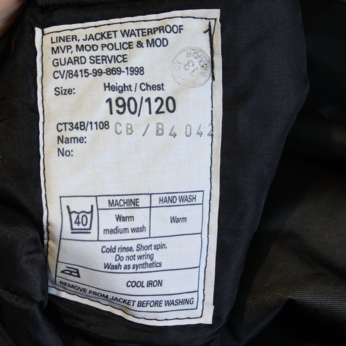 Waterproof Breathable British Police Rain Jacket with Liner Black 46-48"  (3881)