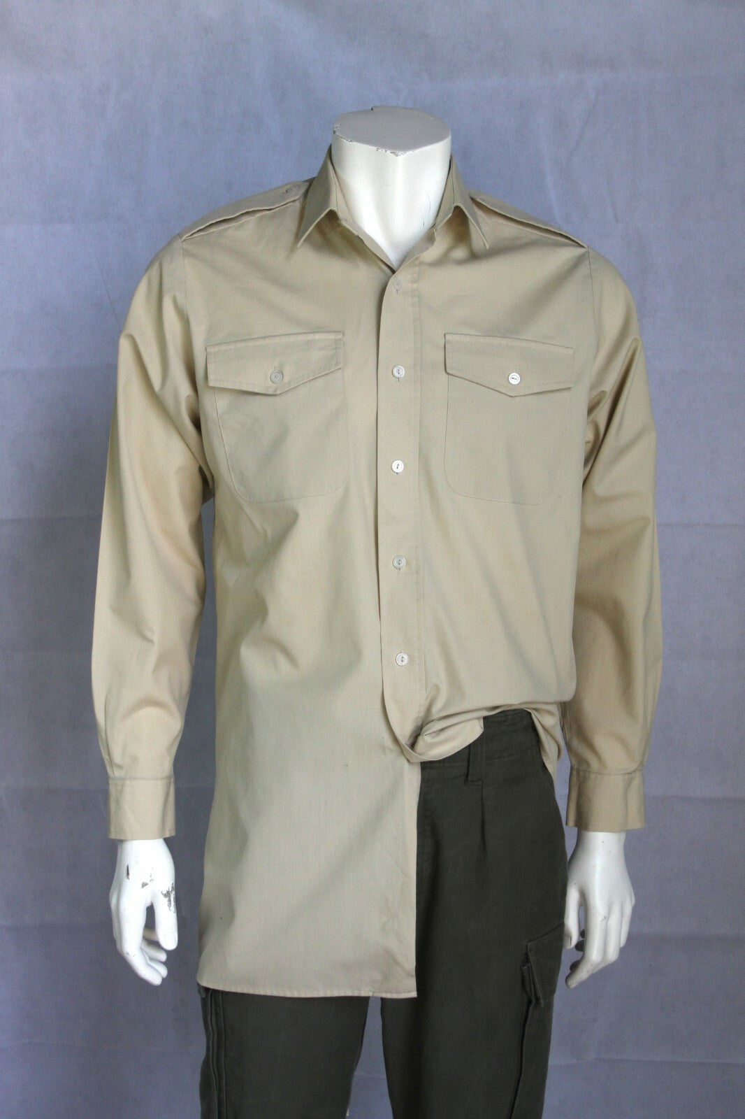 Genuine Surplus issued  British Army Fawn Long Short Sleeve Polycotton Shirt