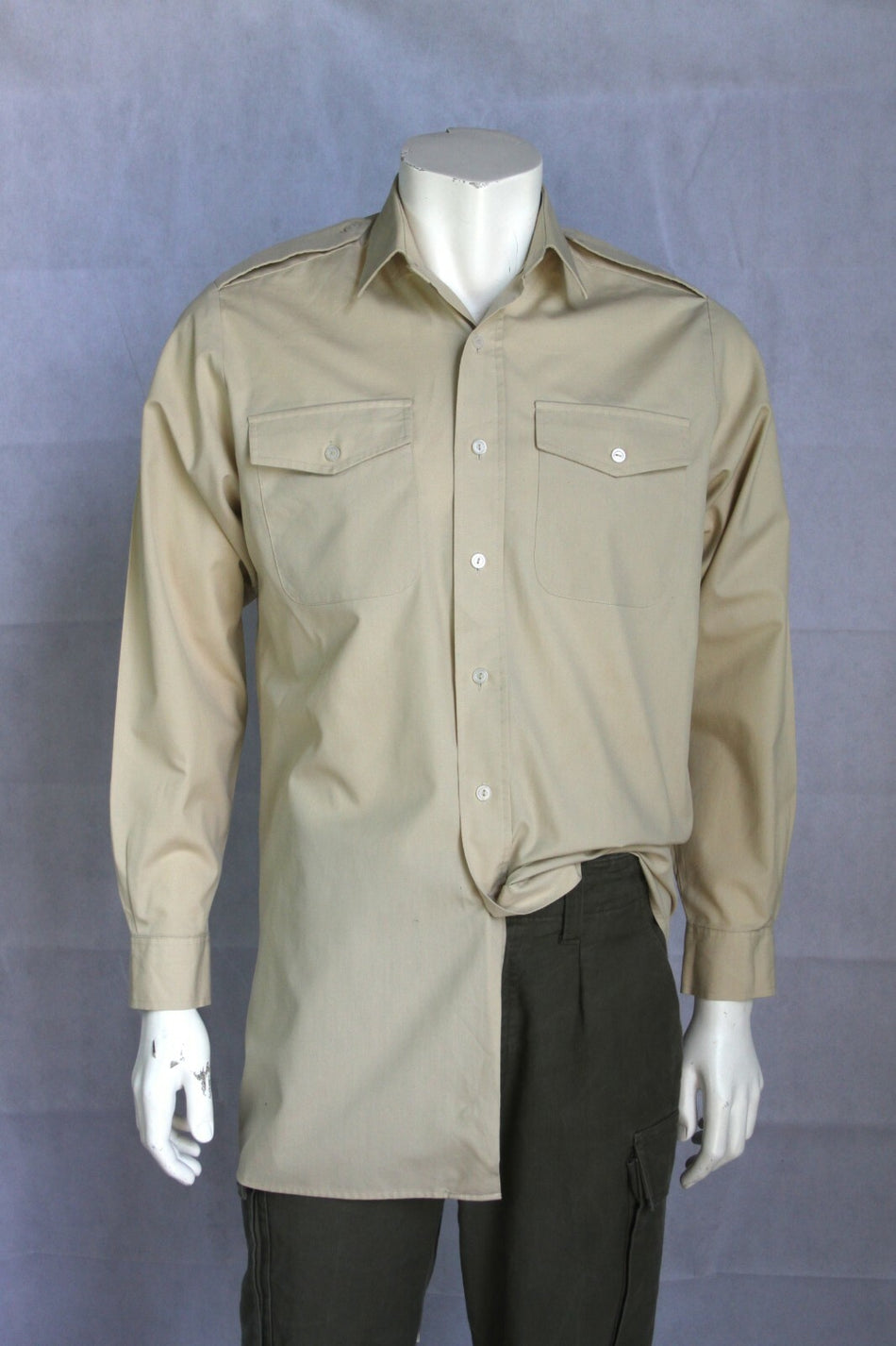 Genuine Surplus issued  British Army Fawn Long Short Sleeve Polycotton Shirt