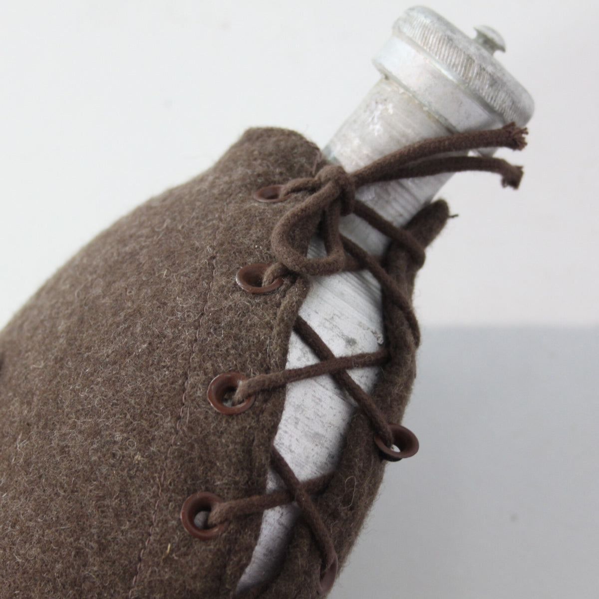 Genuine Surplus Romanian Army Metal Water Bottle with Wool Cover Laces 3234