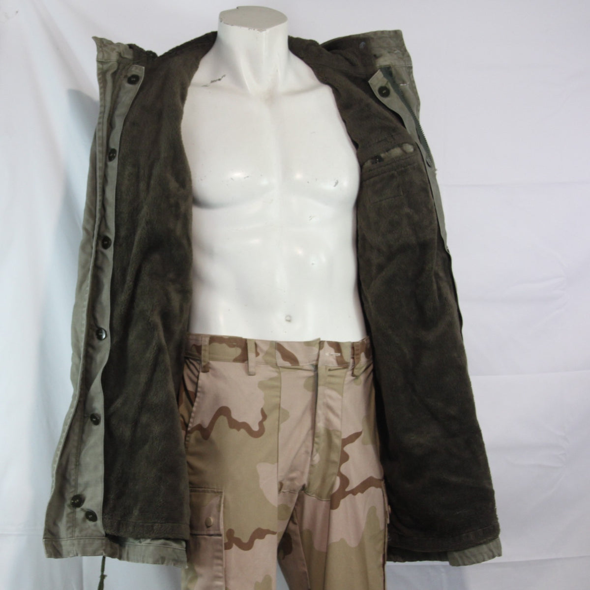 German Army Olive Parka Genuine Surplus Winter Coat Lined Long 42-44" (3795)