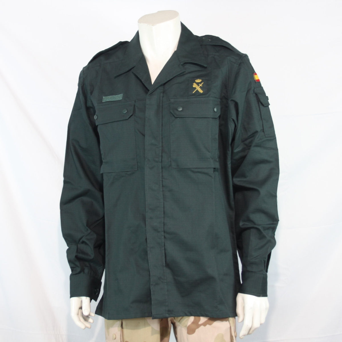 Genuine Surplus Spanish Police Combat Shirt Bottle Green Ripstop S/Grade (3182)