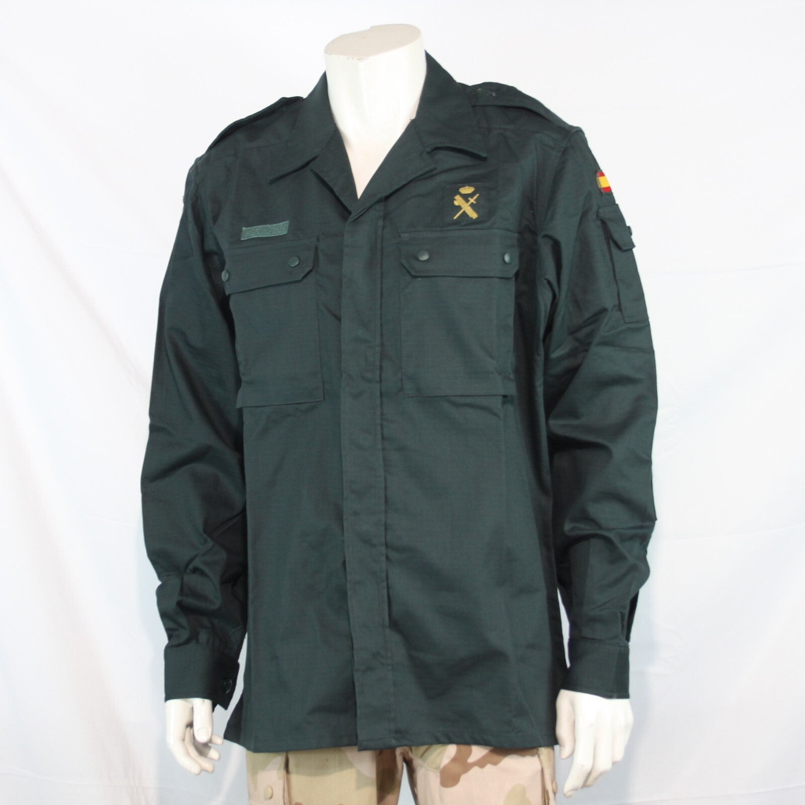 Genuine Surplus Spanish Police Combat Shirt Bottle Green Ripstop S/Grade (3182)