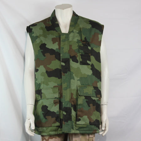 Serbian Army Faux Fur Lined Waistcoat Gilet Vest Camouflage 44" XL (3975)