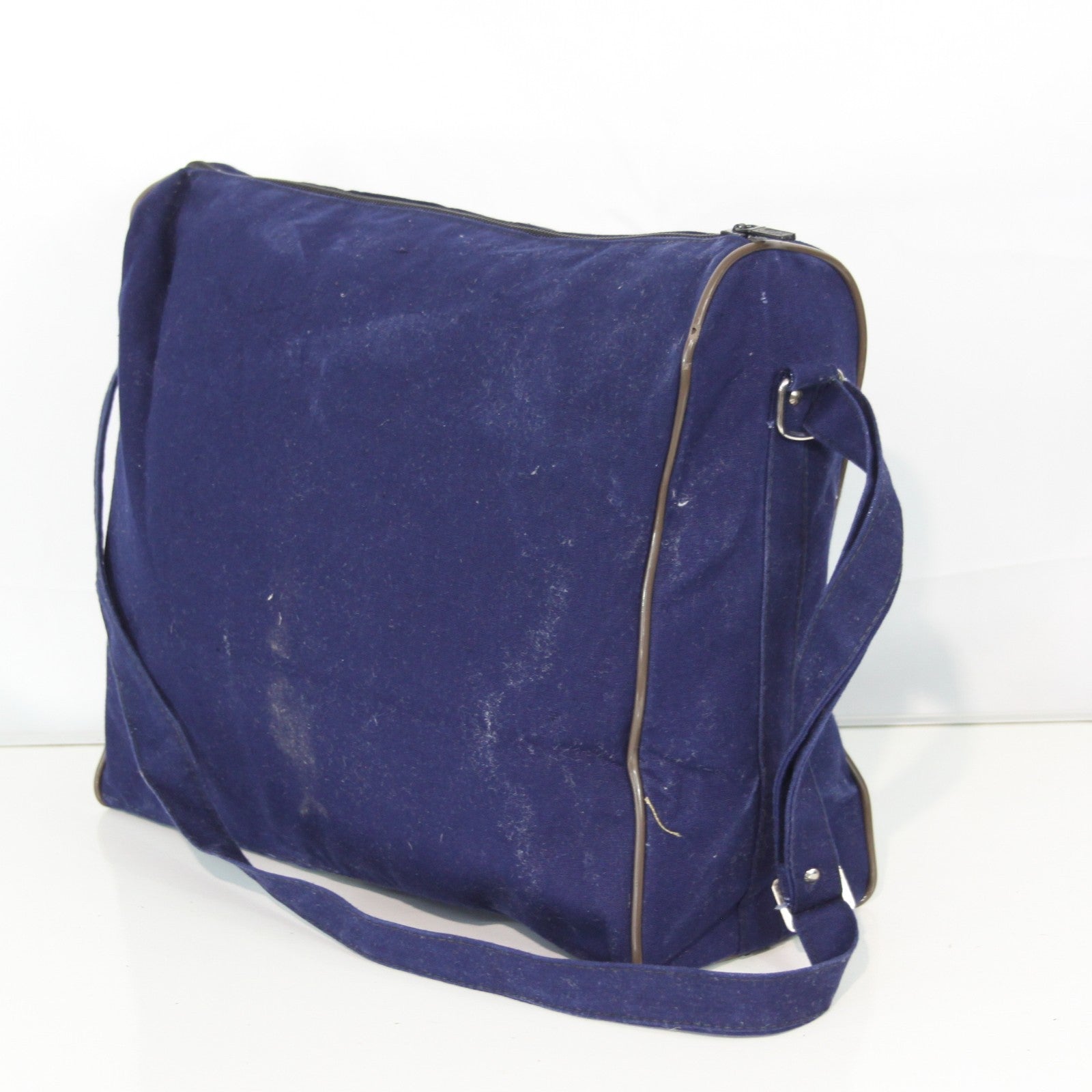 Navy Blue Fabric Side Bag Brushed Feel Fabric Flexible Rigid Base (3446)