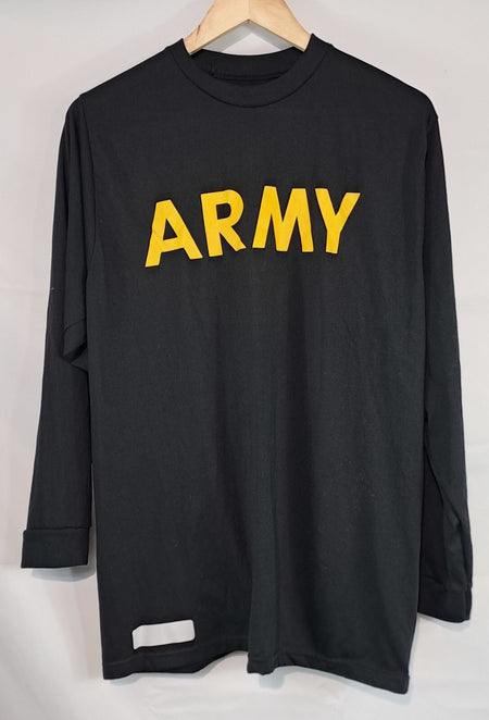 Genuine Surplus US Army Long Sleeve T-shirt Black Polyester Medium (2700)