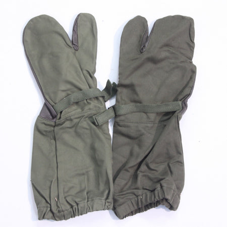 Leather Palm 1970's Vintage Dutch Army Mittens Genuine Surplus mismatch (4408)