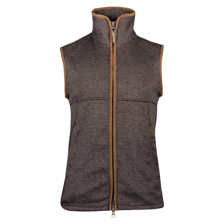 ED Jack Pyke Countryman Melange Fleece Gilet Double Zip Front Waistcoat Brown