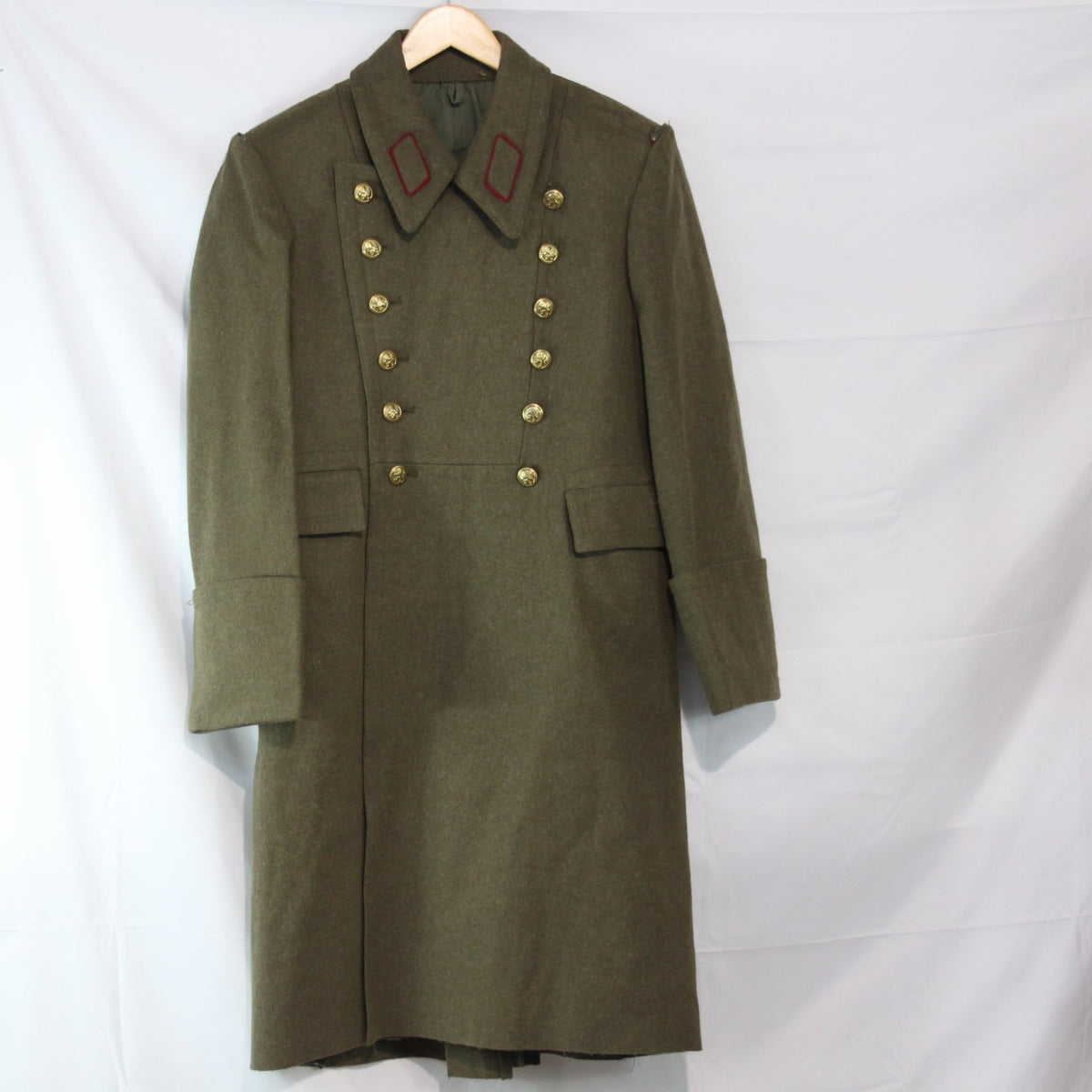 Bulgarian Army Overcoat Greatcoat Genuine Surplus Khaki Green32-34" Chest (3515)