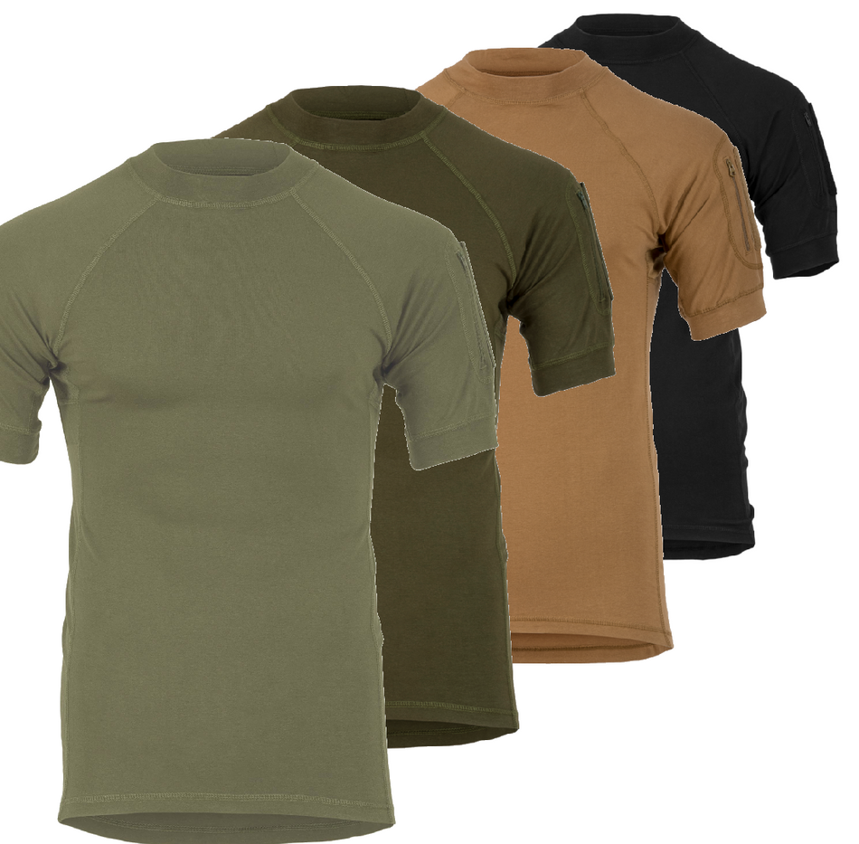 Highlander Combat T-Shirt Sleeve Pocket Military Cotton Mix Stretch