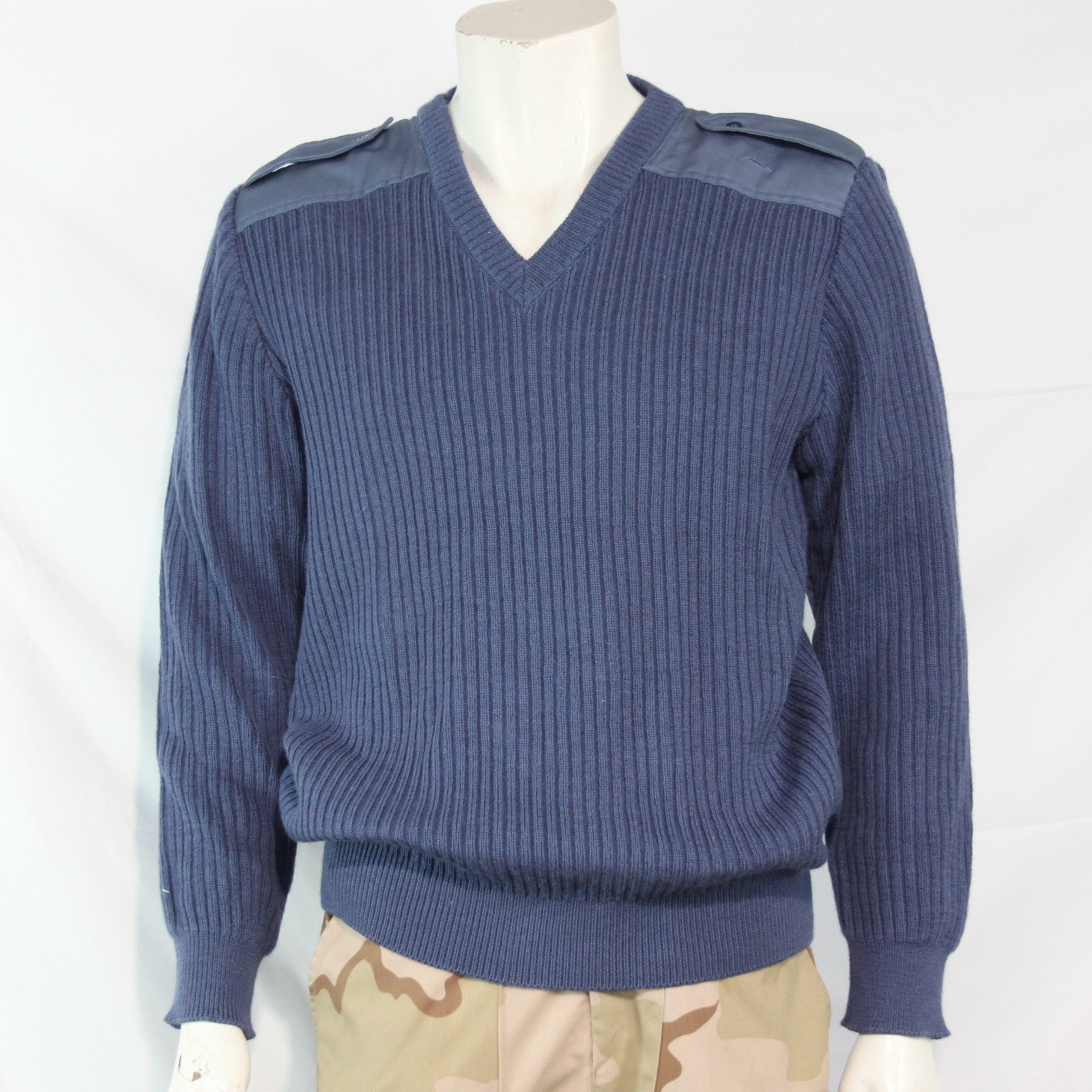 Pure New Wool Military Surplus Army Jumper Knitted Blue 38-40"Tall (3568)