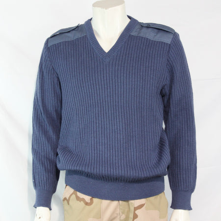 Pure New Wool Military Surplus Army Jumper Knitted Blue 38-40"Tall (3568)