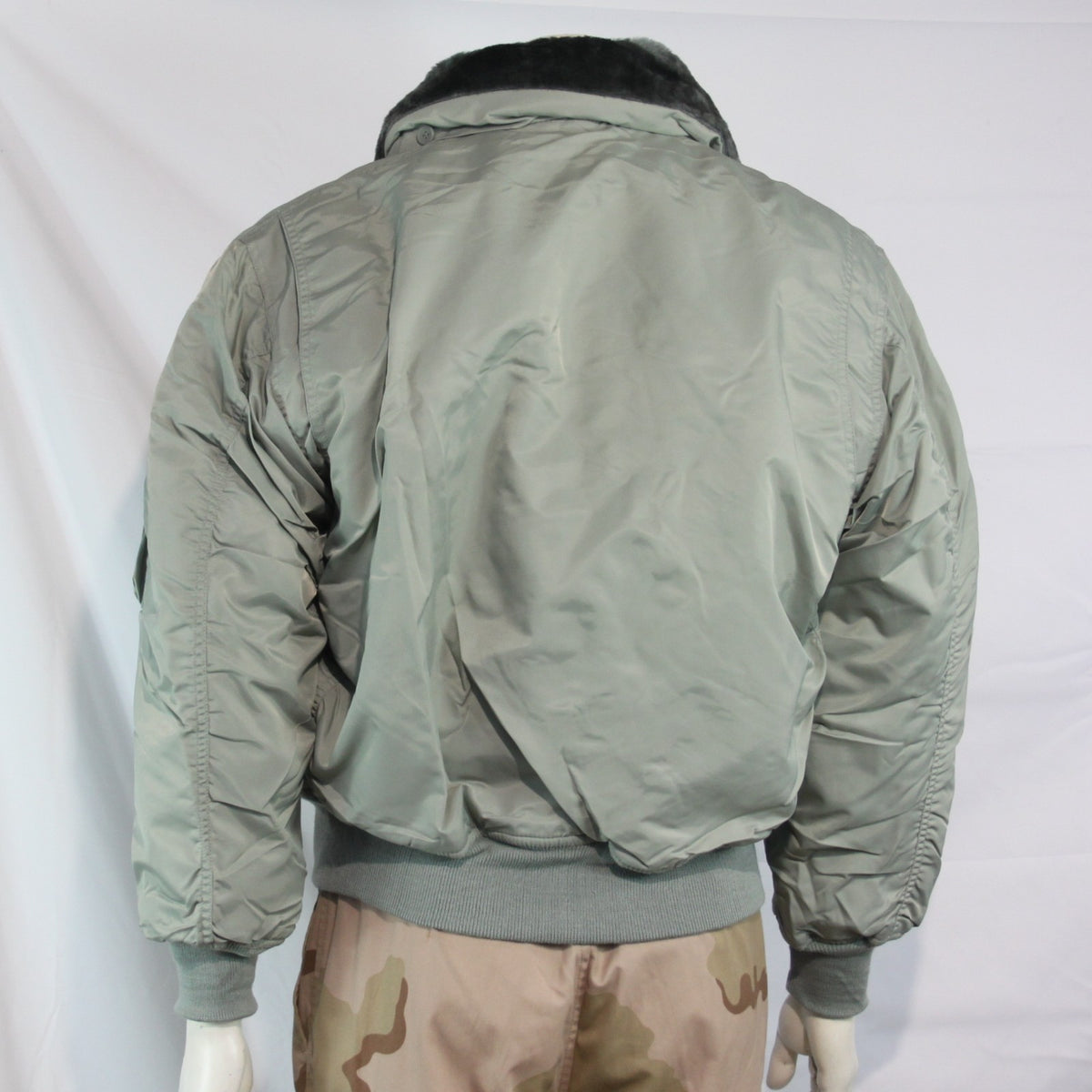Highlander MA2 USAF Style Bomber Jacket F Fur Collar Padded Silver Grey XS-S