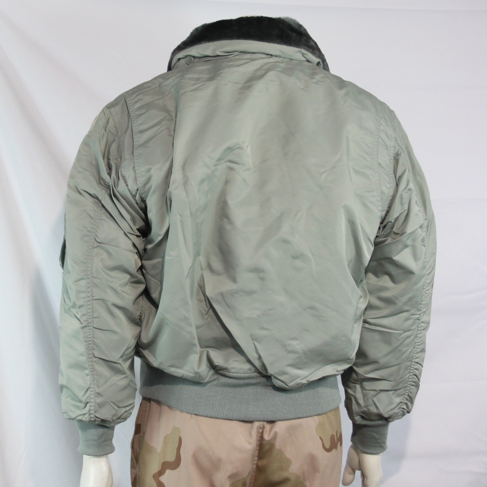 Highlander MA2 USAF Style Bomber Jacket F Fur Collar Padded Silver Grey XS-S